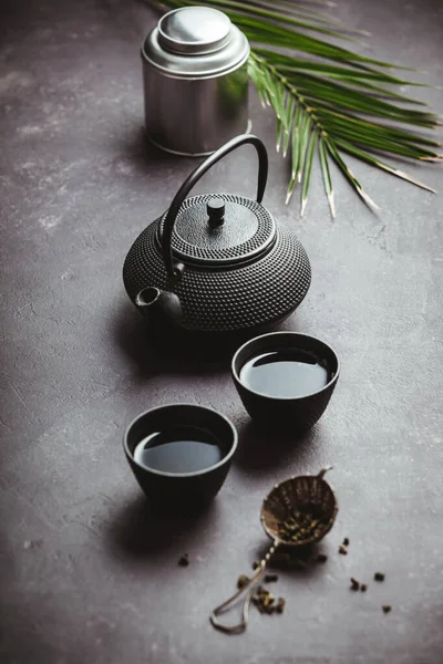 Tradiční asijský čajový obřad, pohled shora — Stock fotografie