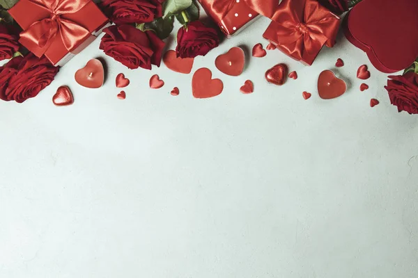 Valentijnsdag achtergrond, plat lag — Stockfoto