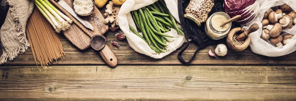 Comida ecológica de compras o concepto de cocina Estilo de vida libre de plástico — Foto de Stock