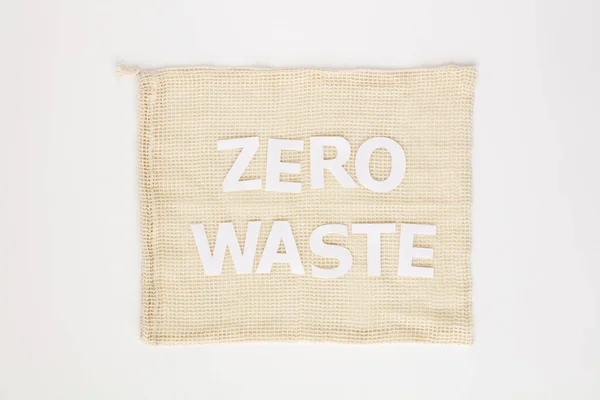 Texte zéro déchet sur sac en coton, pose plate — Photo