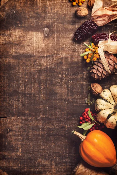 Podzimní pozadí. Díkůvzdání, sklizeň, halloween koncept plochý ležel — Stock fotografie