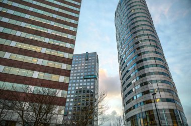 Bijlmer Arena, Hollanda - 03 Ocak 2017: İş şehir Modern mimarisi. Biljlmer Arena (Amsterdam) - Hollanda.