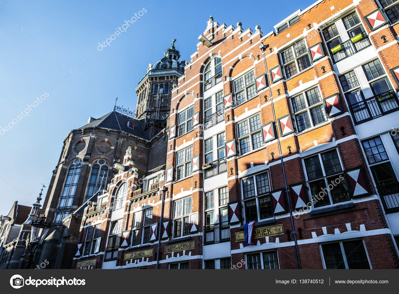 AMSTERDAM, NETHERLANDS - DECEMBER 17, 2017: Famous buildings and place
