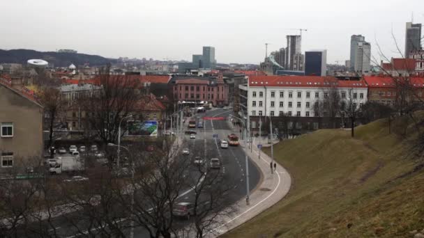 Vilnius Gesamtansicht der Stadt. Zeitraffer-Video. — Stockvideo