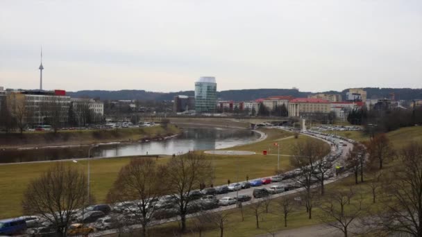 Vilnius ogólny widok na miasto. Filmy poklatkowe. — Wideo stockowe