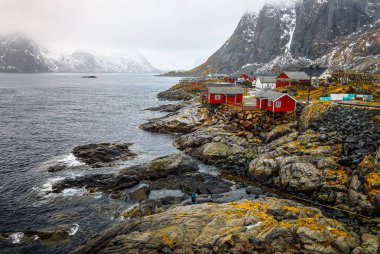 Lofoten Adaları. Güzel Norveç bahar manzara.
