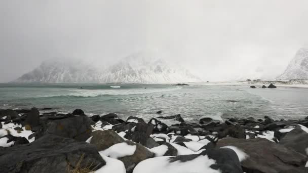 Lofoten pulau. Indah Norwegia pemandangan musim semi. HD Footage . — Stok Video
