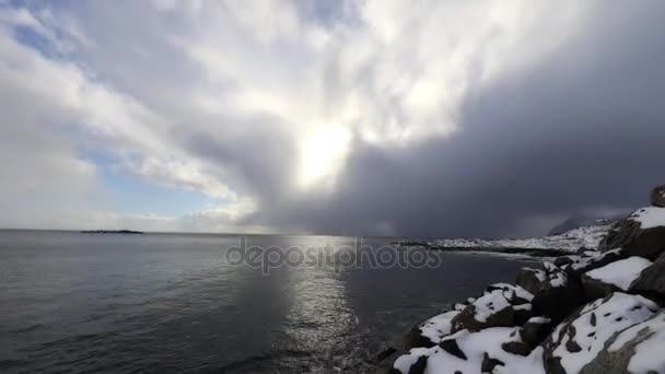 Lofoten öarna. Vackra Norge landskap. Tidsfördröjning. — Stockvideo