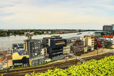 Amsterdam şehir üstten. Yükseklik genel görünümden gelin gün zaman.