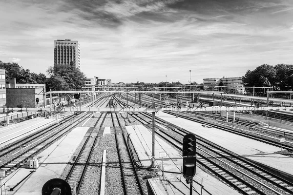 General view of modern city architecture of central station. Utrecht - Holland. — Stock Photo, Image