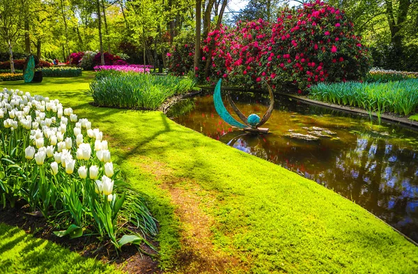 Çiçek açan Avrupa Bahçe, Keukenhof park. Hollanda. — Stok fotoğraf