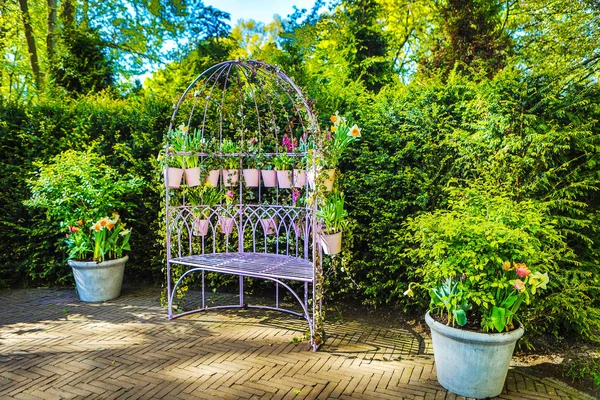 Blommande trädgård i Europa, Keukenhof parken. Nederländerna. — Stockfoto