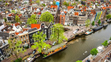 Amsterdam şehir üstten. Yükseklik genel görünümden gelin gün zaman.
