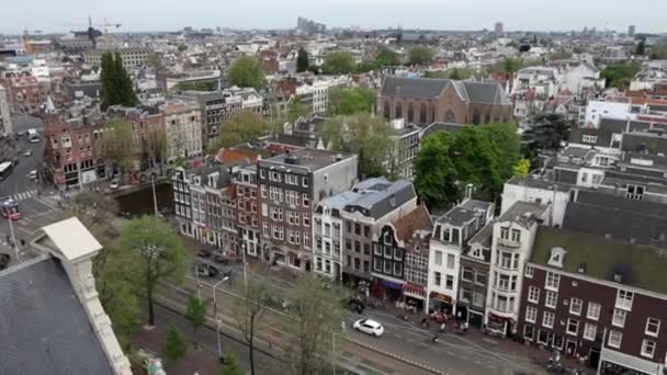 Ámsterdam Ciudad Desde Principio Vista General Desde Punto Más Alto — Vídeos de Stock