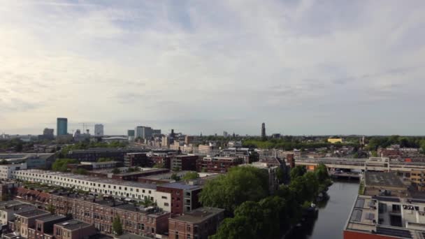 Utrecht Stad Vanaf Top Algemene Weergave Van Hoogte Punt Zomeravond — Stockvideo