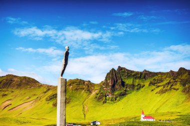 Reykjavik, İzlanda - 29 Ağustos 2017: İzlanda'nın ünlü eski heykel. Reykjavik, İzlanda - 29 Ağustos.