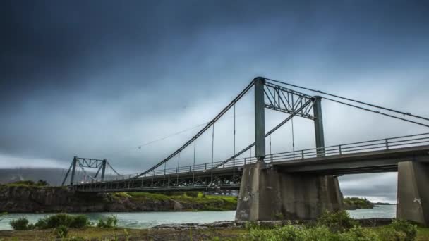 Мост Живописный Исландский Пейзаж Time Footage — стоковое видео