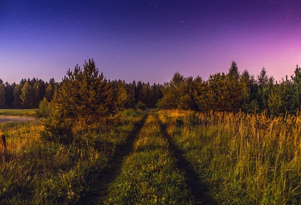 Paisaje nocturno en luna llena . — Foto de Stock