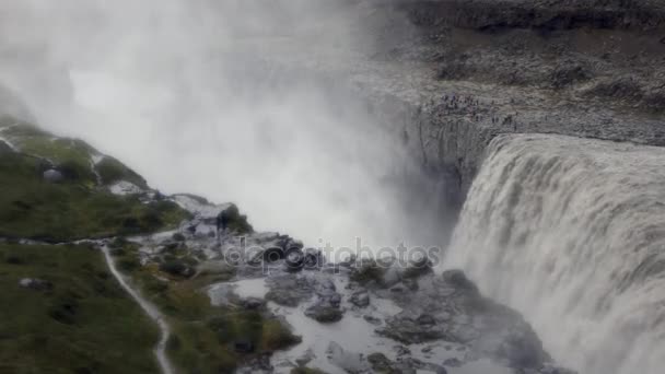 Picturesque Landscape Mountain Waterfall Traditional Nature Iceland Footage — Stock Video