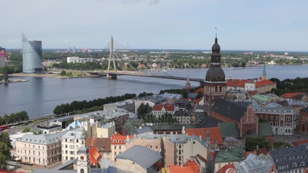 Velha Cidade Europeia Riga Vista Topo Filmagem — Vídeo de Stock