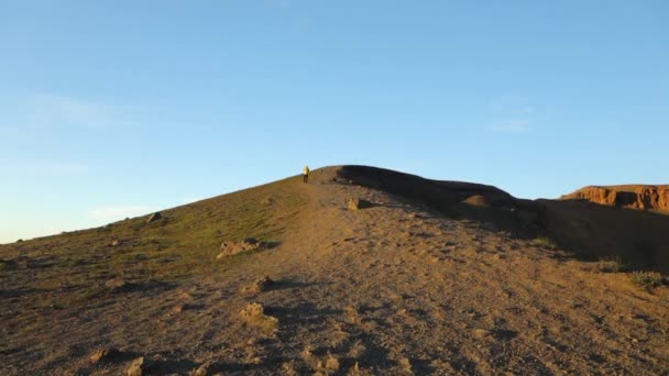 火山场覆盖着熔岩和岩石 风景如画的冰岛风景 慢动作片段 — 图库视频影像