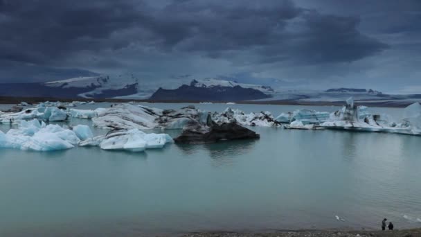 Gletscher Den Stränden Von Island Zeitlupenaufnahmen — Stockvideo