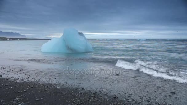 Παγετώνες Στις Ακτές Της Ισλανδίας Αργή Κίνηση Μήκος Πόδηα — Αρχείο Βίντεο