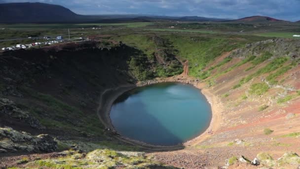 Vulkanische Meren Van Ijsland Schilderachtige Landschap Bij Zonsondergang Slow Motion — Stockvideo