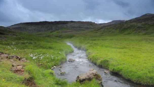 Paysage Pittoresque Une Rivière Montagne Avec Nature Traditionnelle Islande Images — Video