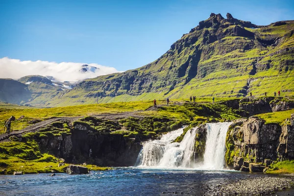 Picturesque Landscape Mountain Waterfall Traditional Nature Iceland — Stock Photo, Image