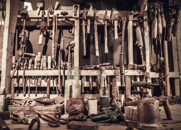 Workshop Old Tools Conceptual Background — Stock Photo, Image