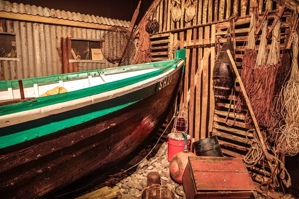 Velho Barco Pesca Como Decoração Interiores — Fotografia de Stock