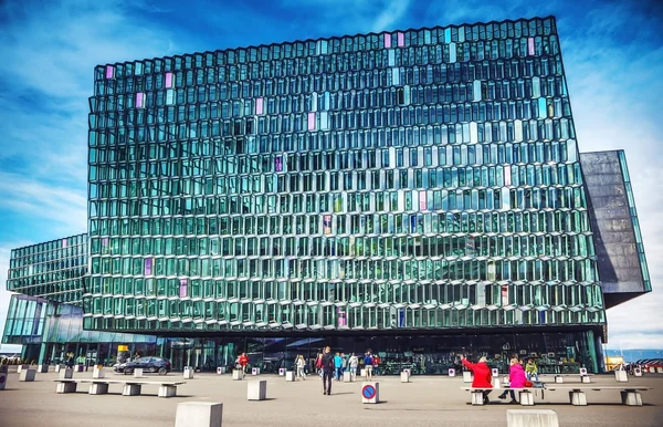 Reykjavík Island Srpna 2017 Harpa Koncertní Sál Konferenční Centrum Reykjavíku — Stock fotografie