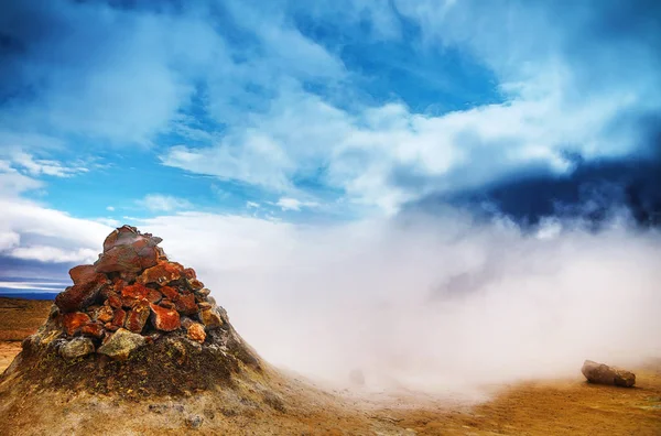 Icelandic Geyser Vapors Picturesque Nature — Stock Photo, Image