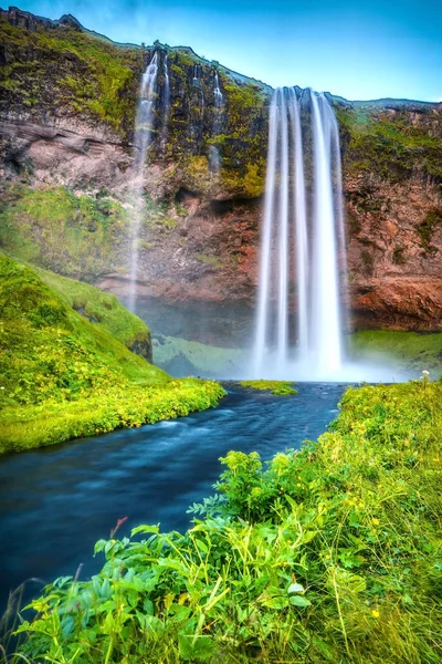 Picturesque Landscape Mountain Waterfall Traditional Nature Iceland — Stock Photo, Image
