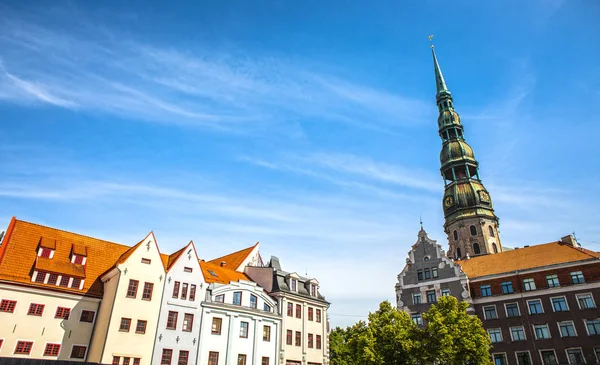 Oude Europese Stad Riga Vergrote Weergave Van Traditioneel Gebouw Het — Stockfoto