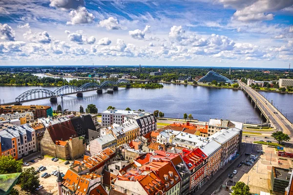Antigua Ciudad Europea Riga Vista Desde Parte Superior — Foto de Stock