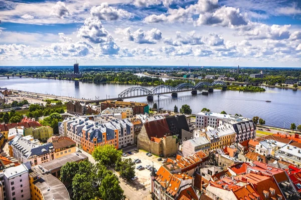 Antigua Ciudad Europea Riga Vista Desde Parte Superior — Foto de Stock