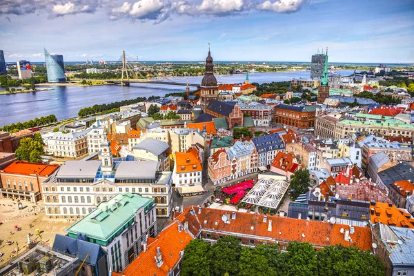 Vecchia Città Europea Riga Vista Dall Alto — Foto Stock