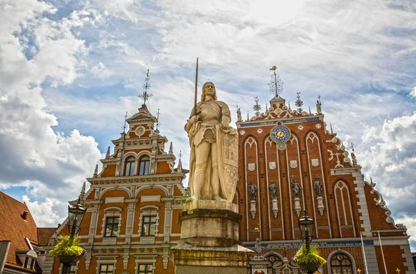 Riga Latvia Agosto 2017 Famosa Escultura Antiga Cidade Riga Riga — Fotografia de Stock