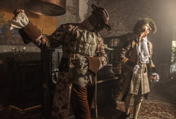 Aktorzy Steam Punk Maski Kostiumy Antyczne Kryty — Zdjęcie stockowe