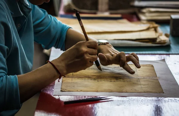 Beijing China Junio 2019 Laboratorio Tradicional Chino Restauración Libros Caligrafías — Foto de Stock