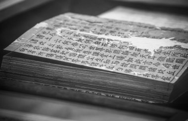 Pekin, Çin - 01 Haziran 2019: Eski ve modern kitaplarla dolu geleneksel Çin kütüphanesi.