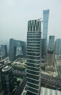 Pekin, Çin - Haziran 03: Pekin 'in modern mimarisinin üst görünümü.