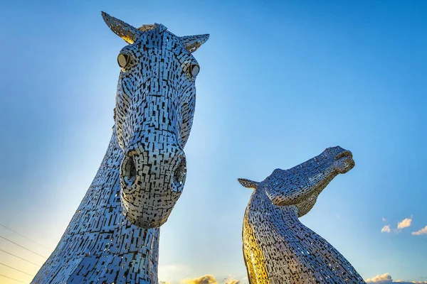 Falkirk Scotland May Kelpies Scotland 100 Horse Head Sculptures — Stock Photo, Image