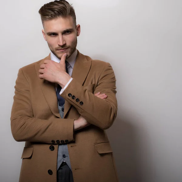 Bonito jovem elegante homem estúdio retrato . — Fotografia de Stock