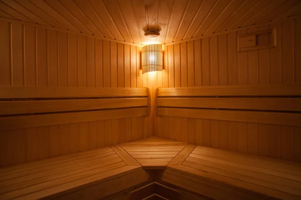 Traditional wooden dry steam room in country house. — Stock Photo, Image