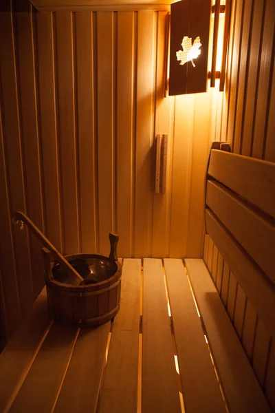 Traditional wooden dry steam room in country house. — Stock Photo, Image