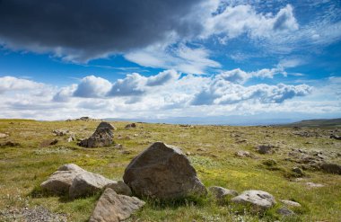 İzlanda doğasının güzel manzaralı vahşi manzarası.