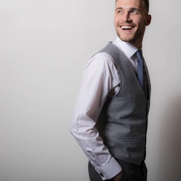 Handsome young elegant man studio portrait close-up. — Stock Photo, Image